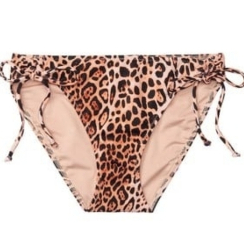 Victoria's Secret Twist Front Bikini & Side Tie Bottoms In Leopard 40DD XXL Set - Picture 8 of 12
